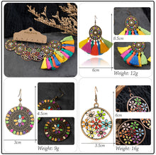 Load image into Gallery viewer, Vintage Ethnic 30 New Big Round Bronze Earrings Set For Women Bohemian Flower Shell Tassel Geometric Water Drop Earring Jewelry