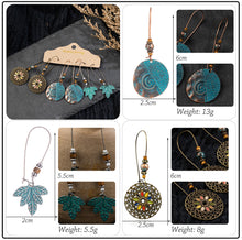Load image into Gallery viewer, Vintage Ethnic 30 New Big Round Bronze Earrings Set For Women Bohemian Flower Shell Tassel Geometric Water Drop Earring Jewelry