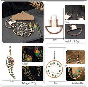Vintage Ethnic 30 New Big Round Bronze Earrings Set For Women Bohemian Flower Shell Tassel Geometric Water Drop Earring Jewelry
