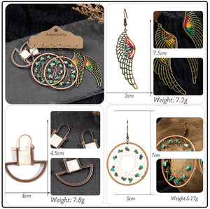 Vintage Ethnic 30 New Big Round Bronze Earrings Set For Women Bohemian Flower Shell Tassel Geometric Water Drop Earring Jewelry