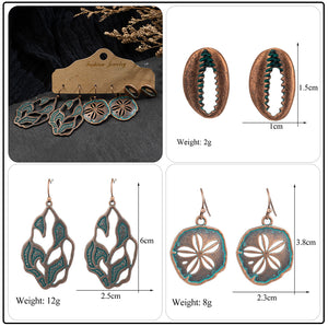 Vintage Ethnic 30 New Big Round Bronze Earrings Set For Women Bohemian Flower Shell Tassel Geometric Water Drop Earring Jewelry