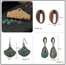 Load image into Gallery viewer, Vintage Ethnic 30 New Big Round Bronze Earrings Set For Women Bohemian Flower Shell Tassel Geometric Water Drop Earring Jewelry