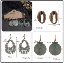 Load image into Gallery viewer, Vintage Ethnic 30 New Big Round Bronze Earrings Set For Women Bohemian Flower Shell Tassel Geometric Water Drop Earring Jewelry