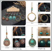 Load image into Gallery viewer, Vintage Ethnic 30 New Big Round Bronze Earrings Set For Women Bohemian Flower Shell Tassel Geometric Water Drop Earring Jewelry