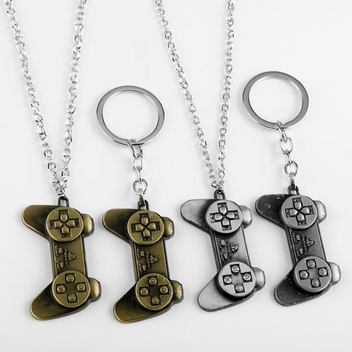 New Game Controller Keyring Keychain For Men Women Vintage Machine Handle Gamepad Key Chains Chain Necklace Gaming Jewelry