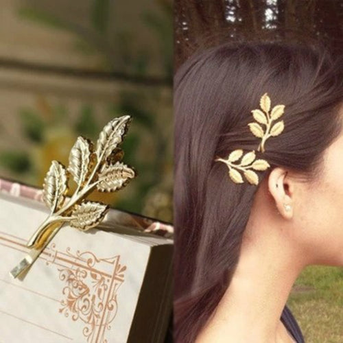 1Pc Olive Branch Leaves Pearl Metal Hair Clip Hairband Comb  Barrette Hairpin Headdress Accessories Beauty Styling