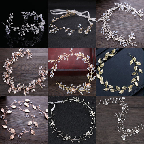 Crystal Headbands Wedding Hair Accessories Handmade Hair Decoration Pearl Rhinestone Head Wear Hair Ornament For Bride Girls