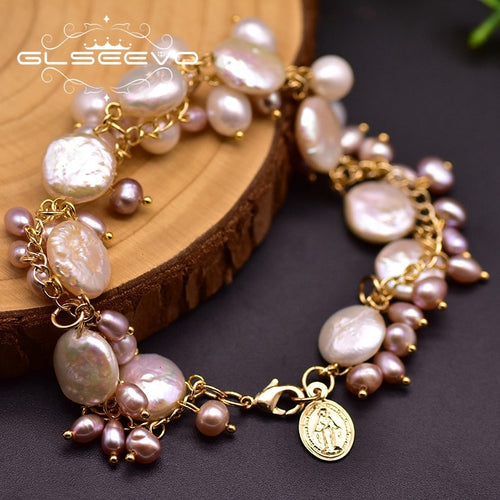 Real Fresh Water Baroque Pearl Charm Baralets For Women Wedding Girls Vintage Jewelry Original Design