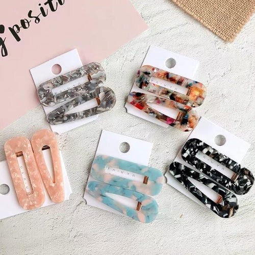 2pcs Vintage Hollow Hair Clip For Women Leopard Marble Textured  Geometric Water Drop Duckbill Barrette Hairpin Hair Accessories