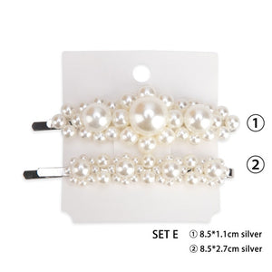 1/2pcs Fashion Pearl Imitation Beads Hair Clip For Women Barrette Handmade Pearl Flower Stick Hairpin Hair Styling Accessories