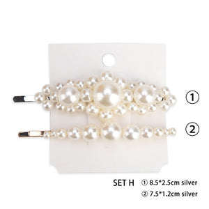 1/2pcs Fashion Pearl Imitation Beads Hair Clip For Women Barrette Handmade Pearl Flower Stick Hairpin Hair Styling Accessories