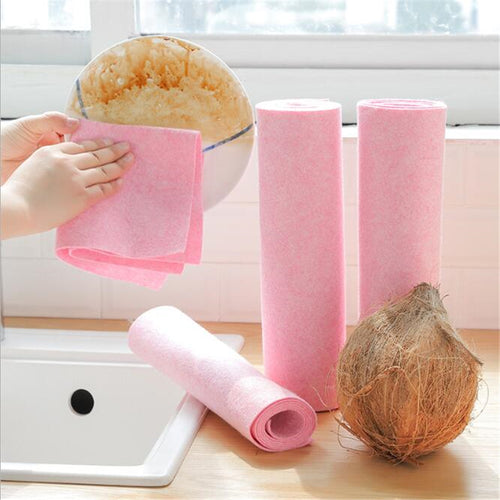 New Coconut Shell Rag Cleaning Cloth No Contaminated Kitchen Scouring Pads Superfine Fiber Thicken Absorbent Scouring Pads