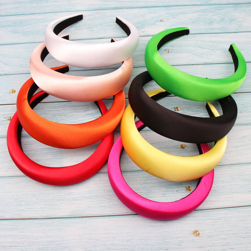 Hair Accessories Satin Headband for Women Solid Color Plastic Hair Hoop Girls Sponge Non-slip Padded Hairbands Hair Band