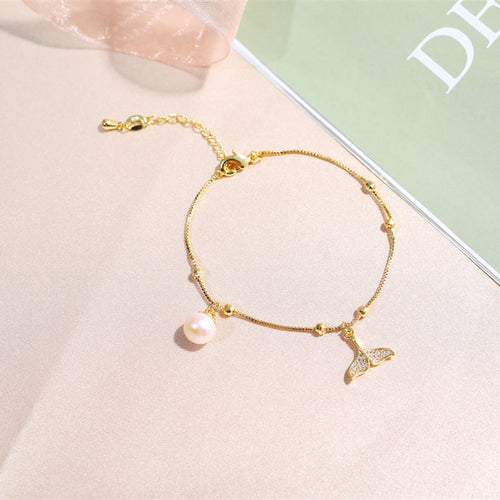 7-8mm Natural Freshwater Pearl Bracelet Fish Tail  Pearl Bracelets For Women Gift