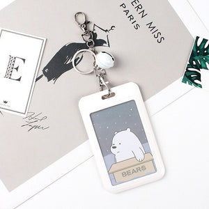 1 PC Bank Credit Card Holder Bus ID Cards Holders Women Men Fashion Card Bags Keychain Cute Cartoon Card Case Key Chain Ring