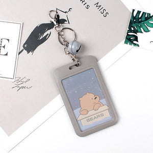 1 PC Bank Credit Card Holder Bus ID Cards Holders Women Men Fashion Card Bags Keychain Cute Cartoon Card Case Key Chain Ring