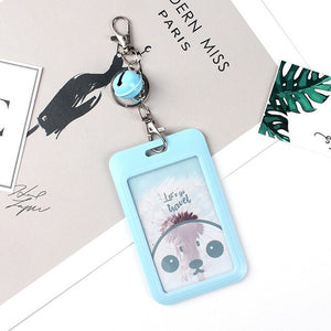 1 PC Bank Credit Card Holder Bus ID Cards Holders Women Men Fashion Card Bags Keychain Cute Cartoon Card Case Key Chain Ring