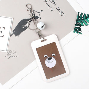 1 PC Bank Credit Card Holder Bus ID Cards Holders Women Men Fashion Card Bags Keychain Cute Cartoon Card Case Key Chain Ring