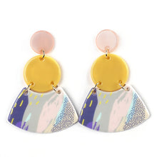 Load image into Gallery viewer, Colorful Semicircle Acrylic Earrings Natural Marble Pattern Simple Geometric Resin Hanging Big Earrings For Women Girl