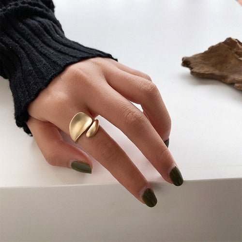 Gold Sliver Color Matte Metal Geometric Open Rings Fashion Simple Trendy Minimalist Solid Circle Adjustable Ring For Women
