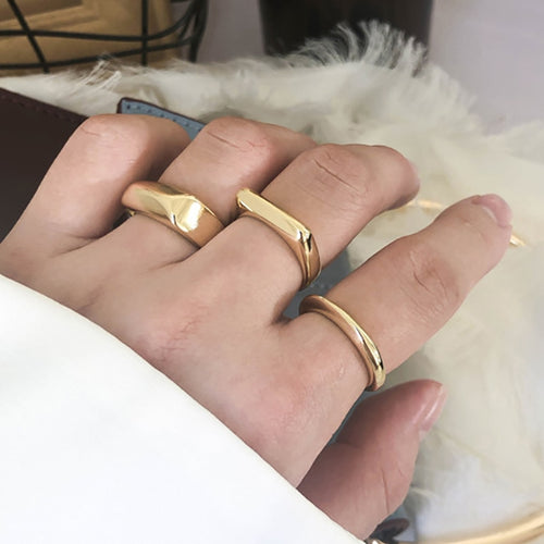 Circle Wide Square Knuckle Vintage Ring Gold Color Minimalist Geometric Popular Exaggerated Finger Ring Women Trendy New