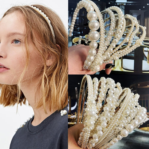 22 styles simulation pearl headbands korean hair accessories handmade bow flower headbands hoop wedding ornaments 2020 new
