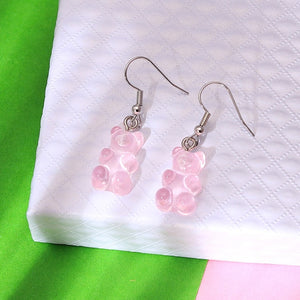 1 Pair Creative Cute Mini Gummy Bear Earrings Minimalism Cartoon Design Female Ear Hooks Danglers Jewelry Gift