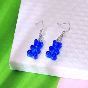 1 Pair Creative Cute Mini Gummy Bear Earrings Minimalism Cartoon Design Female Ear Hooks Danglers Jewelry Gift