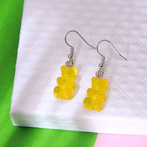 1 Pair Creative Cute Mini Gummy Bear Earrings Minimalism Cartoon Design Female Ear Hooks Danglers Jewelry Gift