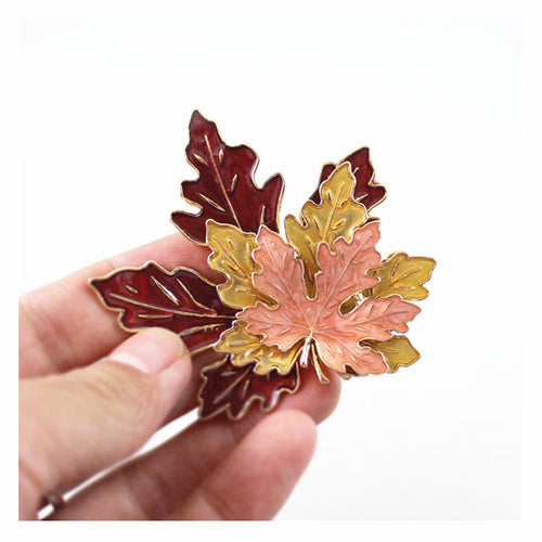 Exaggerated drop glaze three-layer maple leaves brooch fine beauty accessories Personalized boutonniere