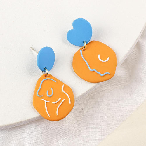 Fashion Cartoon Funny Creative Drop Earrings 2020 Unique Face Candy Color Asymmetric Long Earrings Female Trendy Jewery