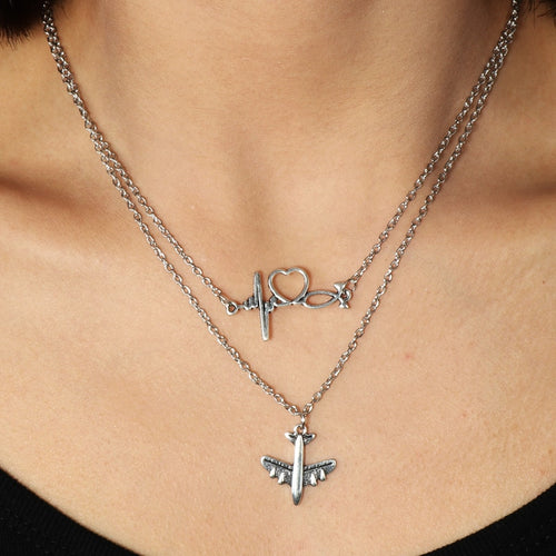 MiFaViPa Fashion Trinket Jewelry Multi-layer Plane Necklace Charm Air Plane Pendant Necklaces For Men Women Aircraft Gifts Xmas