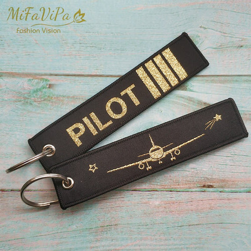 1 PC Fashion Trinket Pilot Keychains Porte Flight Crew Pilot Gift Clef Aviation Key Chain Shinning Gold Color Woven Keyring Tags