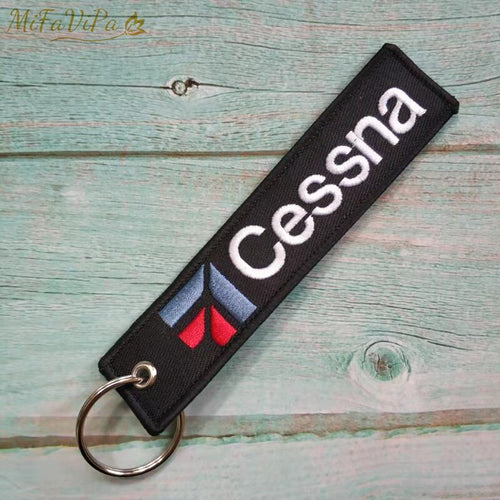 MiFaViPa 1 PC New Fashion Trinket Cessna Keychain Phone Strap Black Embroidery Aviation Key Chain for Aviation Gift Key Ring