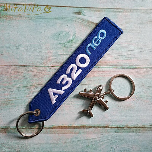 MiFaViPa Fashion Trinket AIRBUS Gift Aviation Keychain Aircraft Key Chain with 1 PC Metal Plane Embroidery A320 NEO Key Chains