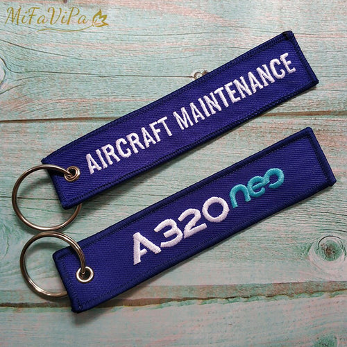 MiFaViPa 2 PCS/Lot Fashion Trinkets Chaveiro 320 NEO Side B Aircraft Maintenaince Key Chains Embroidery llavero for Men Gift