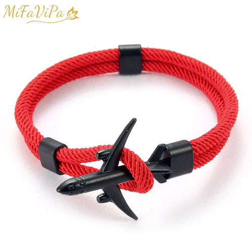 20 PCs Airplane Aviation Life Jewelry Paracord Pulseras Chain Anchor-Bracelets Sport Hooks Men Charm Air Force Style Bracelet