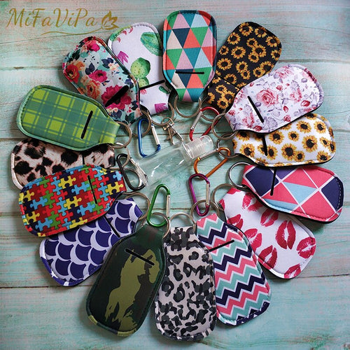 MiFaViPa Containers Bottle Keychains Carrier Refillable Hand Sanitizer 30ml with Flip Cap Travel Bottle Key Chains for Washing