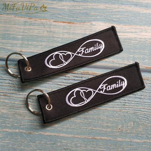 MiFaViPa 1 PC Embroidery Family Infinity Love Keychain Porte Fashion Trinkets Gift Motorcycle Car Key Accessories Lover Key Ring