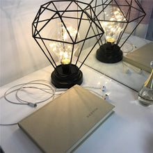 Load image into Gallery viewer, Edison Style Metal Terrarium Lamp Warm White LEDs Wire Lights Battery Operated Night Lamp