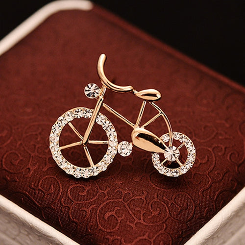 1PCS Elegance Gold Rhinestone Bike Shape Men Women Unisex Twinkle Brooch Pins Jewelry Gift
