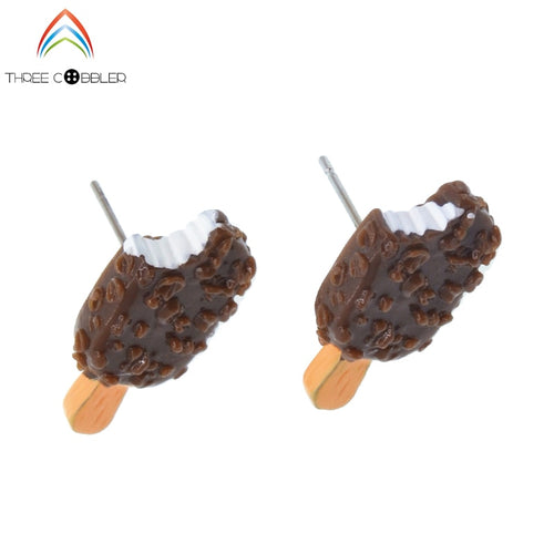 Original design ice-cream Bear biscuits stud earrings gift for women DIY handmade jewelry sweet stud earring