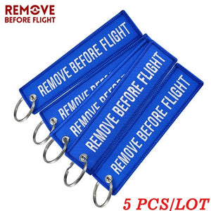 5 PCS/LOT Remove Before Flight Key Chain Red Embroidery Keychain for Aviation Gifts Red Key Fob Motorcycle Car Key Ring Chaveiro