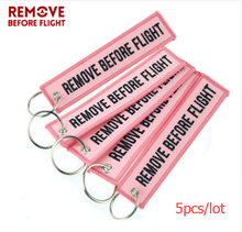 Load image into Gallery viewer, 5 PCS/LOT Remove Before Flight Key Chain Red Embroidery Keychain for Aviation Gifts Red Key Fob Motorcycle Car Key Ring Chaveiro