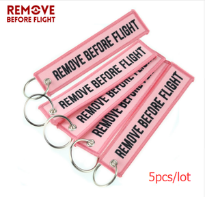 5 PCS/LOT Remove Before Flight Key Chain Red Embroidery Keychain for Aviation Gifts Red Key Fob Motorcycle Car Key Ring Chaveiro