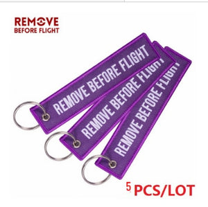 5 PCS/LOT Remove Before Flight Key Chain Red Embroidery Keychain for Aviation Gifts Red Key Fob Motorcycle Car Key Ring Chaveiro