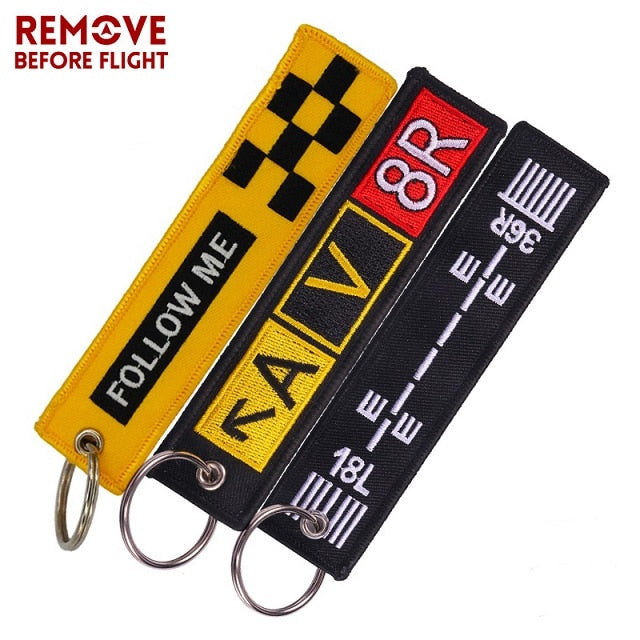 3 PCS/LOT Remove Before Flight Embroidery Letter Motorcycles Key