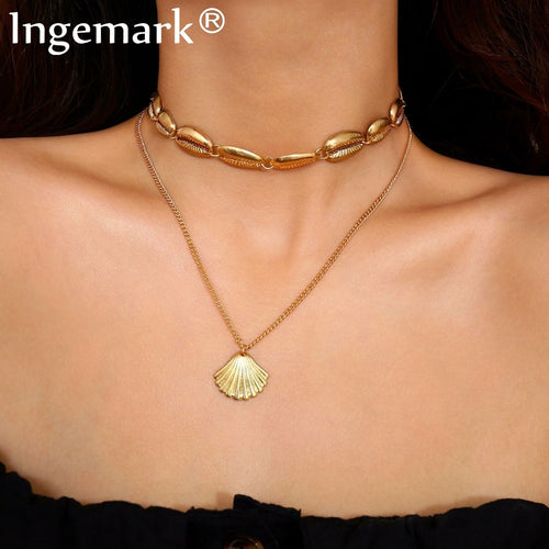 Bohemia Alloy Shell Choker Collar Seashell Pendant Choker Necklace for Women Girls Accessories Statement Jewelry Gifts